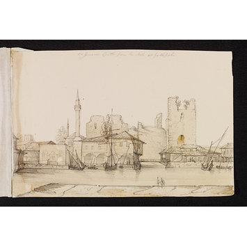Drawing - old Genoese Castle from the Mole at Gallipoli Drawing - old Genoese Castle from the Mole at Gallipoli