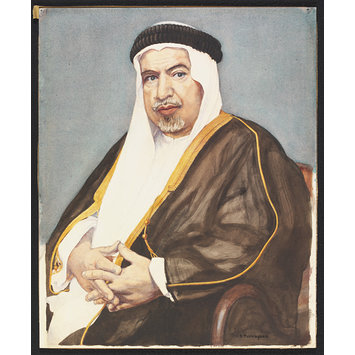 Watercolour - Portrait of Sheikh Abdallah al Salem, Ruler of Kuwait Watercolour - Portrait of Sheikh Abdallah al Salem, Ruler of Kuwait