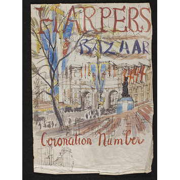 Drawing - Design for cover of 'Harper's Bazaar, Coronation number' Drawing - Design for cover of 'Harper's Bazaar, Coronation number'