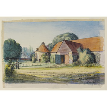 Watercolour - Tithe Barn and Dove House, Hurley Watercolour - Tithe Barn and Dove House, Hurley