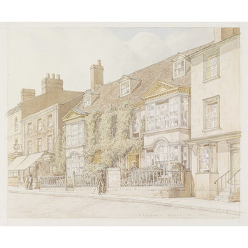 Watercolour - Georgian Houses, Market Hill, Buckingham Watercolour - Georgian Houses, Market Hill, Buckingham