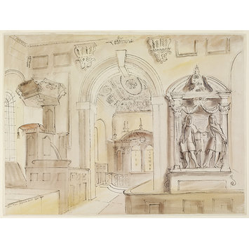 Watercolour - Interior of St. Peter's Church, Gayhurst Watercolour - Interior of St. Peter's Church, Gayhurst