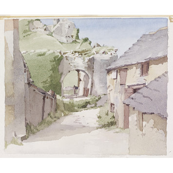 Watercolour - The Gateway, Corfe Castle Watercolour - The Gateway, Corfe Castle