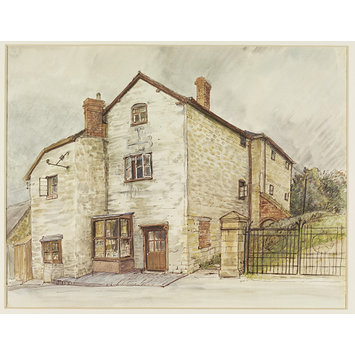 Watercolour - House and Shop, Leintwardine Watercolour - House and Shop, Leintwardine