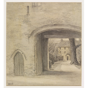 Watercolour - Old Monastery Doorway, now the entrance to Quenington Court, Quenington Watercolour - Old Monastery Doorway, now the entrance to Quenington Court, Quenington