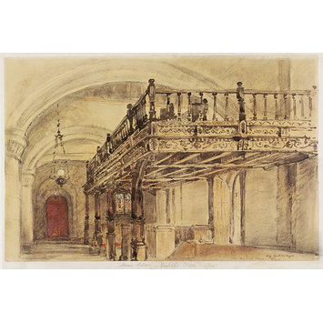 Watercolour - Music Gallery, St. Michael's Church, Bishop's Cleeve Watercolour - Music Gallery, St. Michael's Church, Bishop's Cleeve