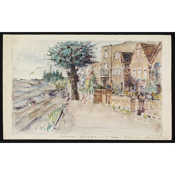 Watercolour - Zachary House, Zoffany House and the Moorings, Strand-on-the-Green, Chiswick Watercolour - Zachary House, Zoffany House and the Moorings, Strand-on-the-Green, Chiswick