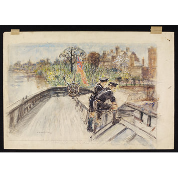 Watercolour - Chiswick Mall from the Schooner Hermione Watercolour - Chiswick Mall from the Schooner Hermione