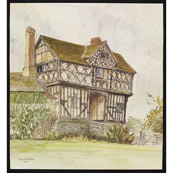 Watercolour - Elizabethan Gatehouse, Stokesay Watercolour - Elizabethan Gatehouse, Stokesay