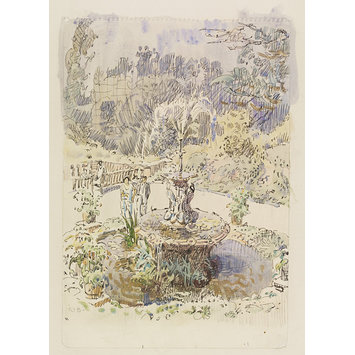 Watercolour - Fountain on the Terrace, Richmond Watercolour - Fountain on the Terrace, Richmond