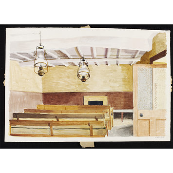 Watercolour - Interior of the Friends' Meeting House, Laskill, Ryedale Watercolour - Interior of the Friends' Meeting House, Laskill, Ryedale