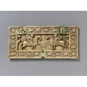 Casket lid - Two Warriors on Horseback Casket lid - Two Warriors on Horseback