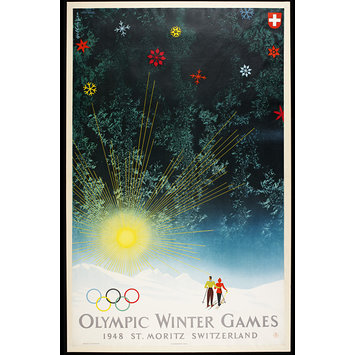 Poster - Jeux Olympiques D'Hi ver 1948 St Mortiz Suisse Poster - Jeux Olympiques D'Hi ver 1948 St Mortiz Suisse
