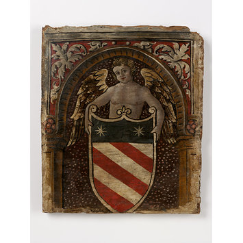 Tempera painting - A Cupid with a coat of arms Tempera painting - A Cupid with a coat of arms