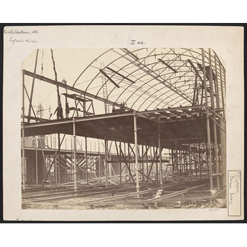 Photograph - Exterior view of the South Kensington Museum (the 'Brompton Boilers') under construction Photograph - Exterior view of the South Kensington Museum (the 'Brompton Boilers') under construction