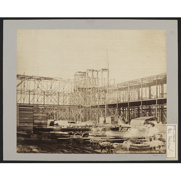 Photograph - Construction of 1862 International Exhibition buildings, Dome and S.W. transept scaffolding Photograph - Construction of 1862 International Exhibition buildings, Dome and S.W. transept scaffolding