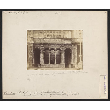 Photograph - South Kensington, Royal Horticultural Gardens, arcade on north side of conservatory Photograph - South Kensington, Royal Horticultural Gardens, arcade on north side of conservatory
