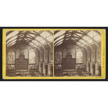 Photograph - South Kensington Museum, South Court, from west side of Cross Gallery showing altar piece and cartoons for frescoes in the House of Lords Photograph - South Kensington Museum, South Court, from west side of Cross Gallery showing altar piece and cartoons for frescoes in the House of Lords