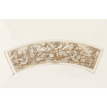 Drawing - Design for a Circular Border with Grotesque Ornament and Mythical Sea Creatures (Tritons and Nereids) Drawing - Design for a Circular Border with Grotesque Ornament and Mythical Sea Creatures (Tritons and Nereids)
