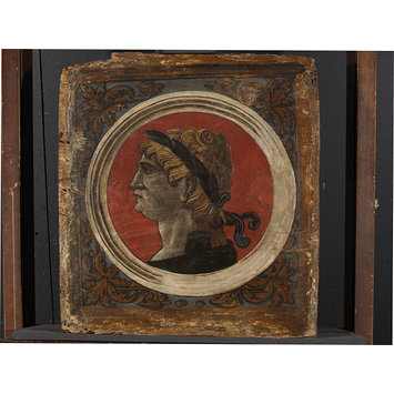 Tempera painting - Profile of a laureated bust of a Roman emperor facing left Tempera painting - Profile of a laureated bust of a Roman emperor facing left