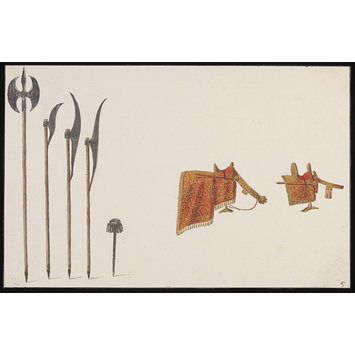 Watercolour - Saddles and battle-axes Watercolour - Saddles and battle-axes