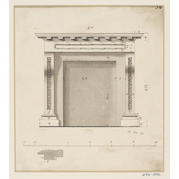 Design - Design for a chimney-piece with a dentilled cornice Design - Design for a chimney-piece with a dentilled cornice