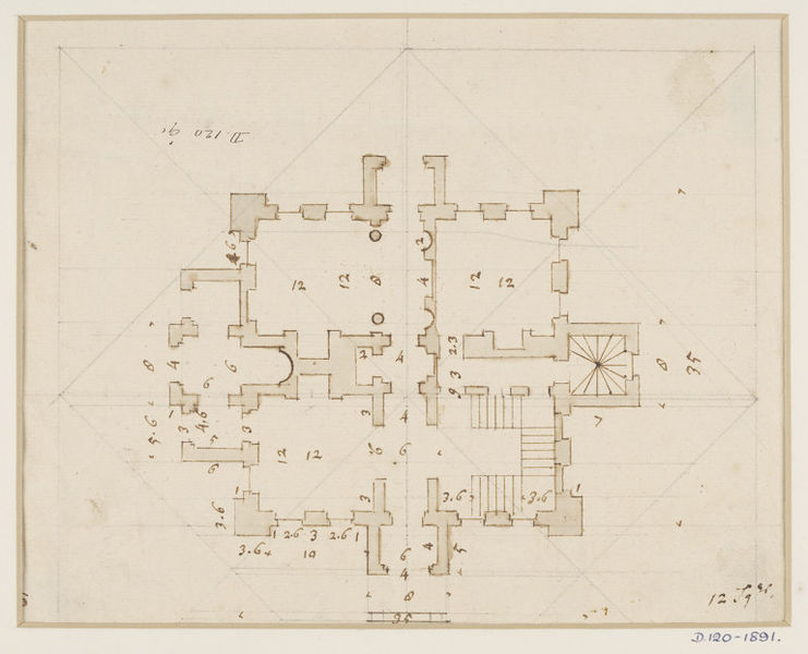  Elevation  and ground plan  of a small  house  The Vine 