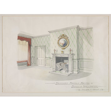 Design - PROPOSED MARBLE MANTEL & TRELLIS WALLPAPER by Lenygon & Morant Ltd Design - PROPOSED MARBLE MANTEL & TRELLIS WALLPAPER by Lenygon & Morant Ltd