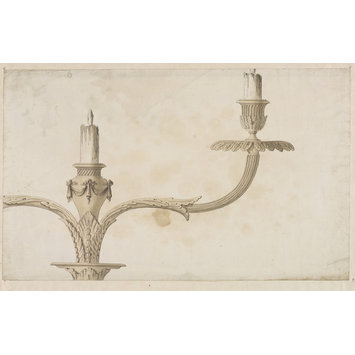 A design for a silver or ormolu candlestick branches. A design for a silver or ormolu candlestick branches.