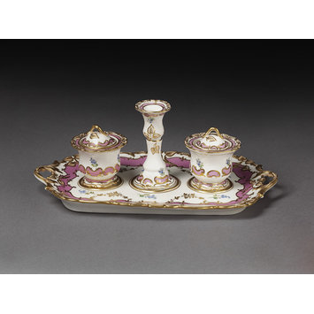 Inkstand with candlestick and two inkpots and covers Inkstand with candlestick and two inkpots and covers