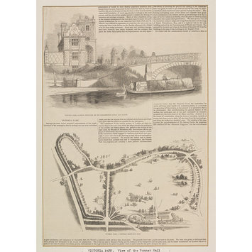 Print - Victoria Park.--Grand Entrance by the Elizabethan Lodge and Bridge Print - Victoria Park.--Grand Entrance by the Elizabethan Lodge and Bridge