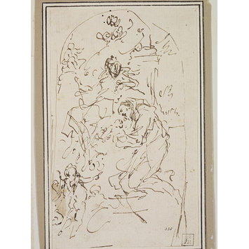 Drawing - St. Francis receiving the infant Christ from the Virgin Drawing - St. Francis receiving the infant Christ from the Virgin