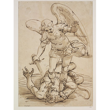 Drawing - St. Michael overcoming the Devil Drawing - St. Michael overcoming the Devil