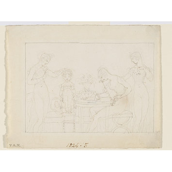 Drawing - A woman sketching a child with the aid of a camera lucida Drawing - A woman sketching a child with the aid of a camera lucida