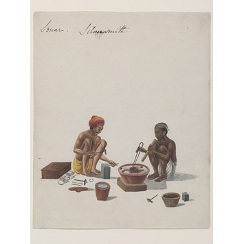 Painting - A silversmith with an assistant Painting - A silversmith with an assistant