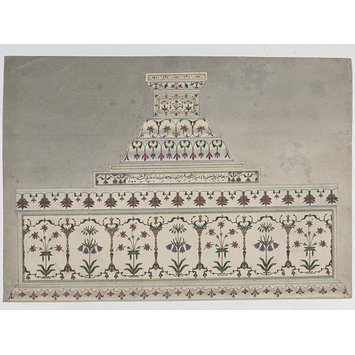 Drawing - Two drawings of decorative work on the cenotaph of Shah Jahan, Taj Mahal, Agra. Drawing - Two drawings of decorative work on the cenotaph of Shah Jahan, Taj Mahal, Agra.