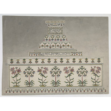 Drawing - Two drawings of decorative work on the cenotaph of Shah Jahan, Taj Mahal, Agra. Drawing - Two drawings of decorative work on the cenotaph of Shah Jahan, Taj Mahal, Agra.