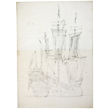 a dutch ship possibly the amsterdam quarter view with the sails drawing a dutch ship possibly the amsterdam quarter view with the sails