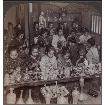 Photograph - Pretty Factory Girls Decorating Cheap Pottery, Kyoto Photograph - Pretty Factory Girls Decorating Cheap Pottery, Kyoto