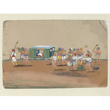 Painting - One of two drawings depicting procession scenes in Patna. Painting - One of two drawings depicting procession scenes in Patna.