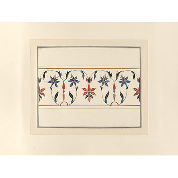 Drawing - A specimen of illuminated calligraphy and ten drawings of pietra-dura work in the Taj Mahal, Agra. Drawing - A specimen of illuminated calligraphy and ten drawings of pietra-dura work in the Taj Mahal, Agra.