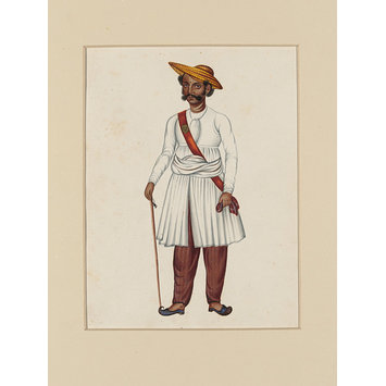 A Peon with a walking stick (Drawing) | V&A Search the Collections