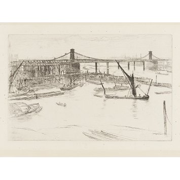 Print - Chelsea Bridge and Church Print - Chelsea Bridge and Church