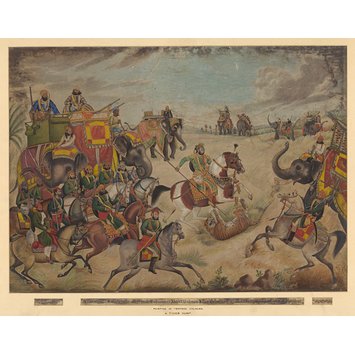 Painting - A tiger hunt at Jhajjar, Rohtak District, Panjab Painting - A tiger hunt at Jhajjar, Rohtak District, Panjab