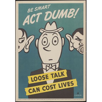 Poster - Be smart act dumb! Loose talk can cost lives Poster - Be smart act dumb! Loose talk can cost lives