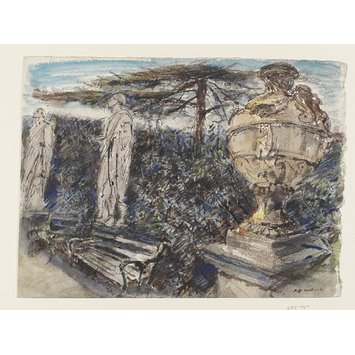 Watercolour - Chiswick House Garden, with statues of Caesar and Cicero, and Vase from Hadrian's Villa Watercolour - Chiswick House Garden, with statues of Caesar and Cicero, and Vase from Hadrian's Villa