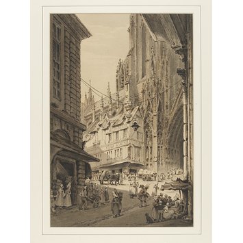 Drawing - South Portal, Rouen Cathedral, as seen from the Place de la Calende Drawing - South Portal, Rouen Cathedral, as seen from the Place de la Calende