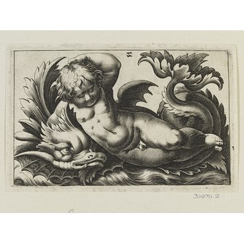 Print - Putti with sea monsters Print - Putti with sea monsters