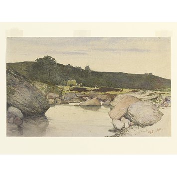 Watercolour - Landscape with Rocky Stream Watercolour - Landscape with Rocky Stream