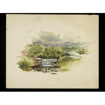 Drawing - A Stream with small waterfalls Drawing - A Stream with small waterfalls